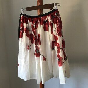 Anthropologie Mermaid Red Floral Skirt (Original Size 6, waist was fixed)